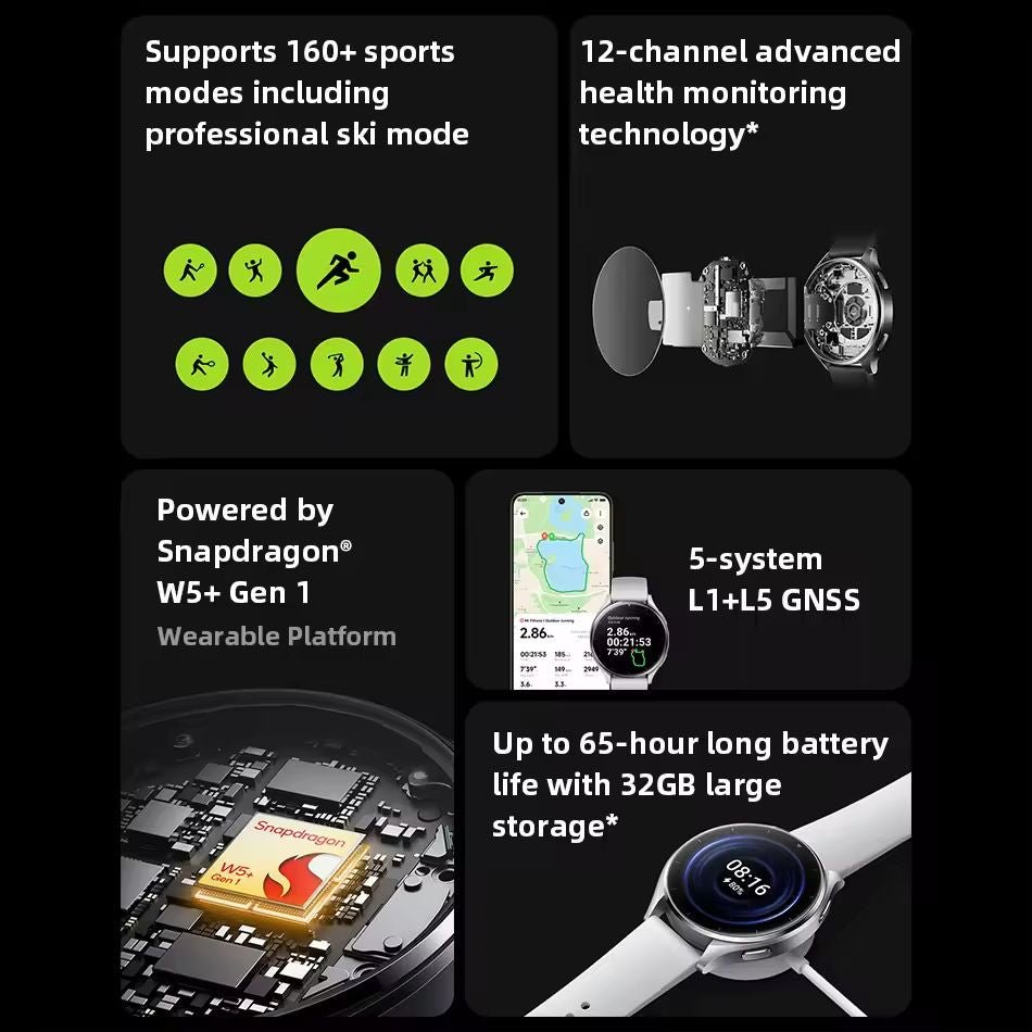 Global Version Xiaomi Watch 2 Mi Smartwatch 1.43" AMOLED Display Google Play 32GB Qualcomm Snapdragon W5+ Gen 1 Magnetic Charge - ARRA SPORT