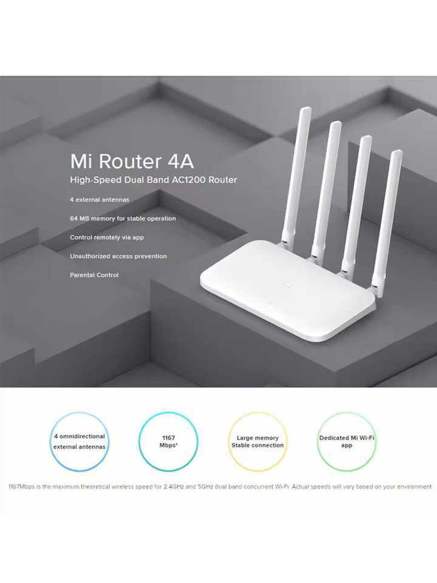 Mijia Mi WiFi Router 4A 1200Mbps APP Remote Control Gigabit Edition IPv6 Support 5G Frequency 300Mbps Max LAN Data Xiaomi Router - ARRA SPORT
