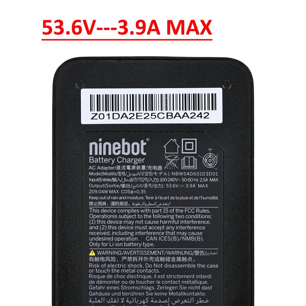 Original 210W 53.6V 3.9A Fast Charger for Segway Ninebot ZT3 Pro G3 F3 GT3 Electric Scooter - Battery Power Adapter Accessory Parts - ARRA SPORT