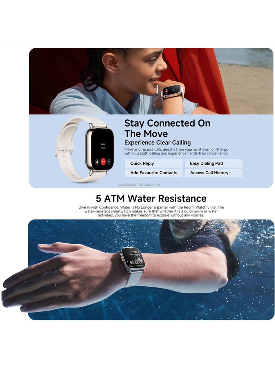 Original Redmi Watch 5 Lite 1.96" AMOLED 470mAh 5ATM Waterproof 24H Heart Rate Monitoring BT5.3 GPS Blood Oxygen for Smart Watch - ARRA SPORT
