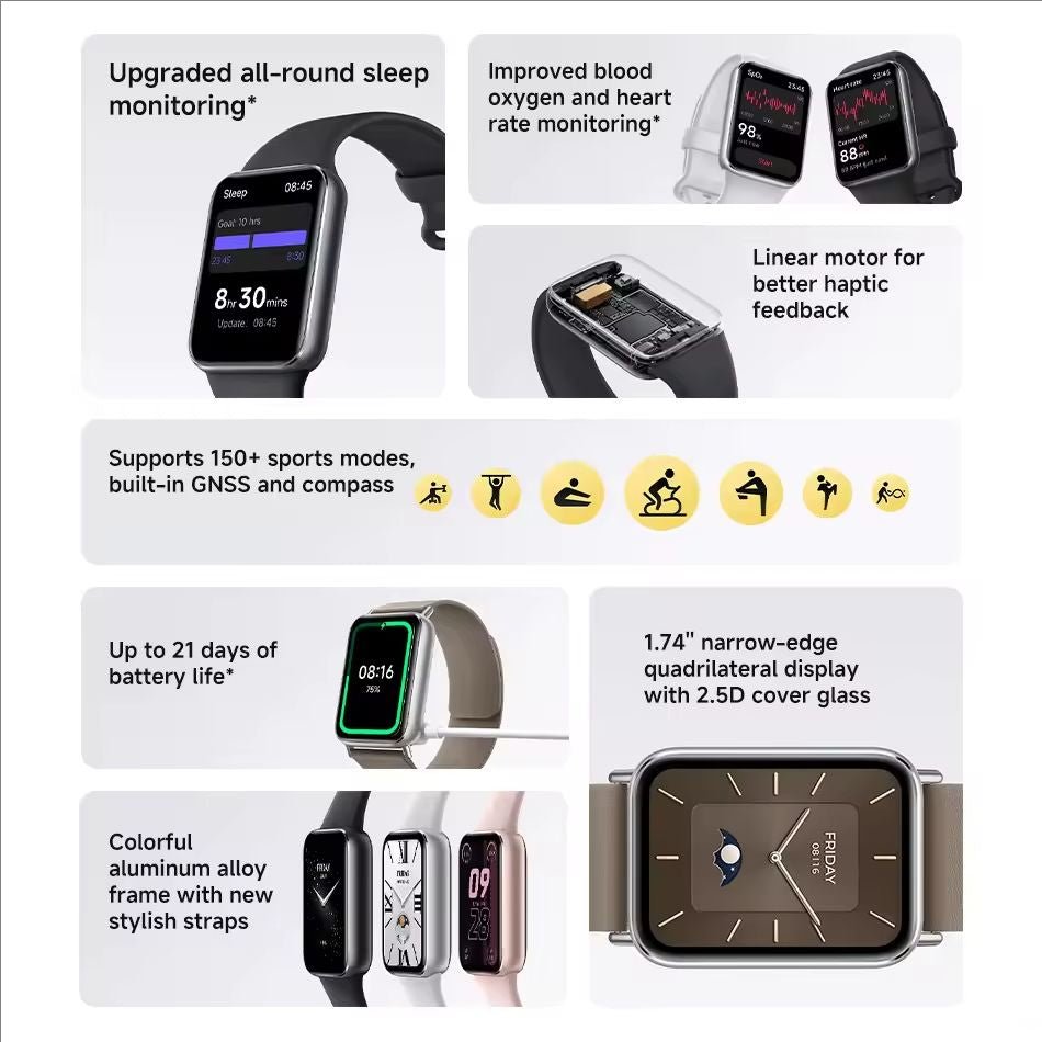 Original Xiaomi Smart Band 9 Pro Global Version Smartband 1.74" Display Blood Oxygen Sport GPS Smart Watch Bracelets Mi Band - ARRA SPORT