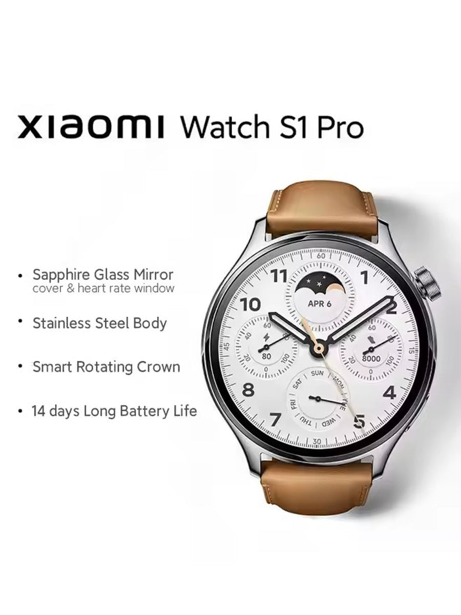 Original Xiaomi Watch S1 Pro Black Brown Stainless Steel Case Smart Watch Smart Rotating Crown Long Battery Life - ARRA SPORT