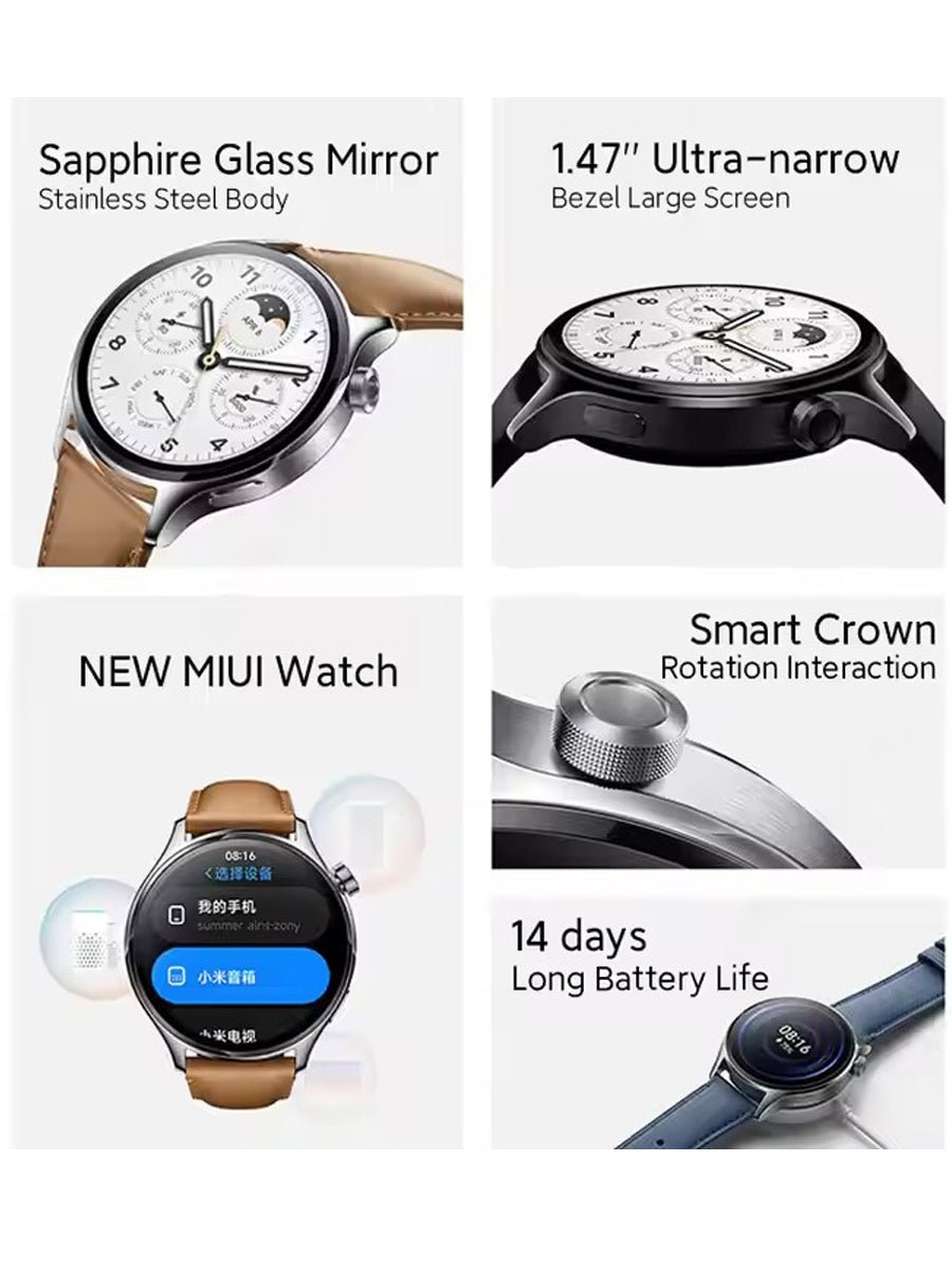 Original Xiaomi Watch S1 Pro Black Brown Stainless Steel Case Smart Watch Smart Rotating Crown Long Battery Life - ARRA SPORT