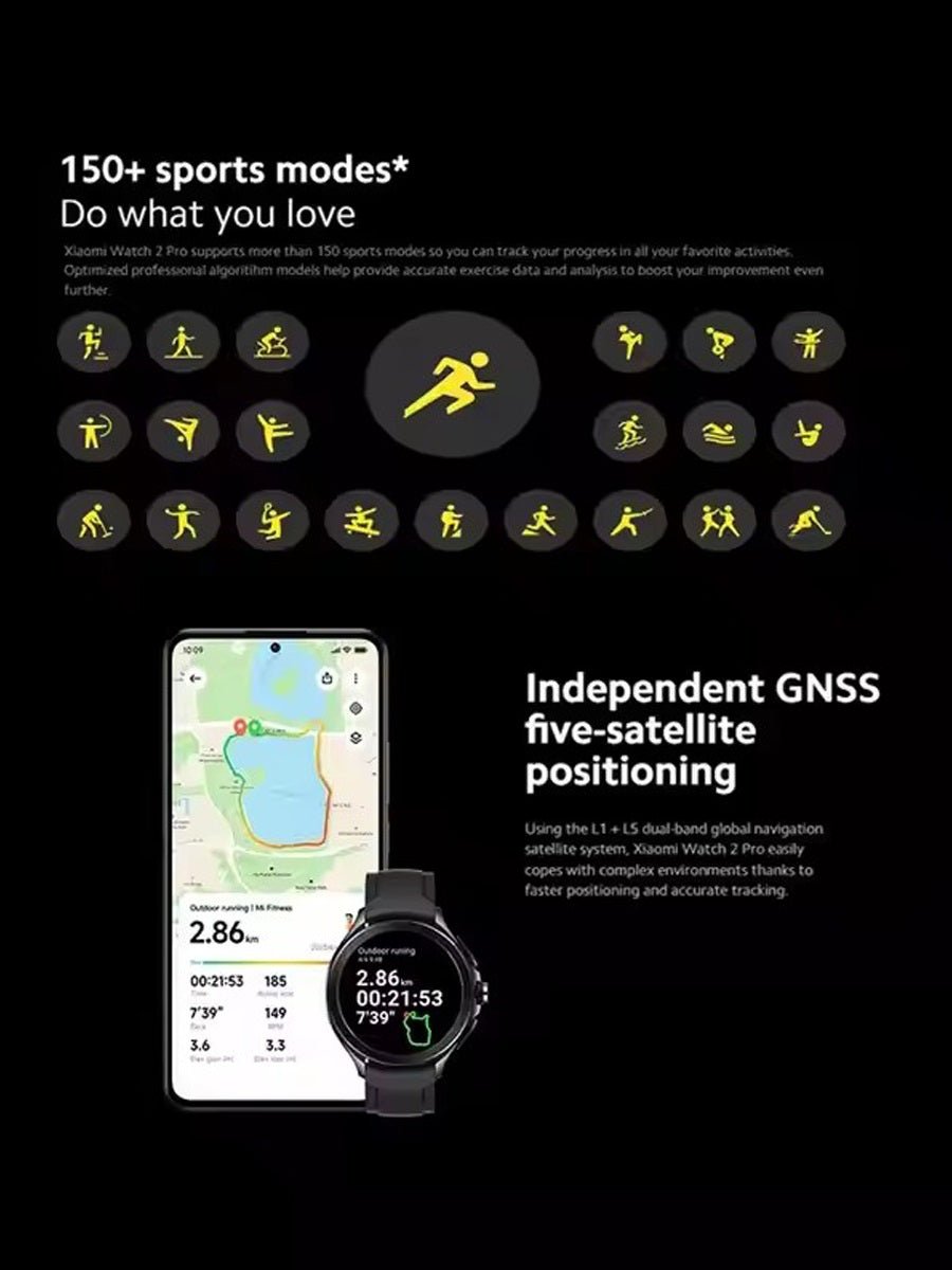 Xiao mi Watch 2 Pro 2GB 32GB 1.43" AMOLED Display Snapdragon W5+ Gen 1 Magnetic Charge 150+ Sports Modes - ARRA SPORT
