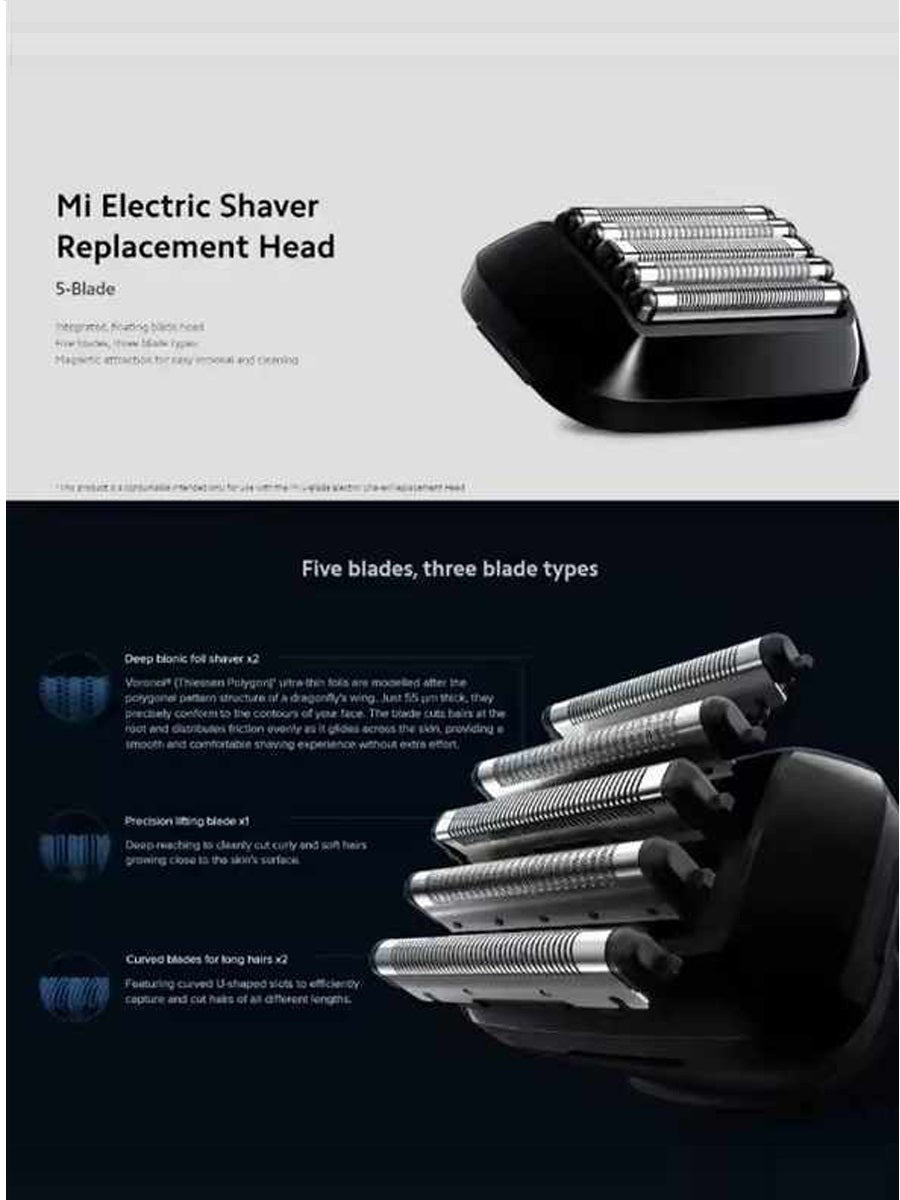 Xiaomi 5 - Blade Electric Shaver Replacement Head Magnetic - attraction for Easy Removal and Cleaning Portable Shaver Head - ARRA SPORT