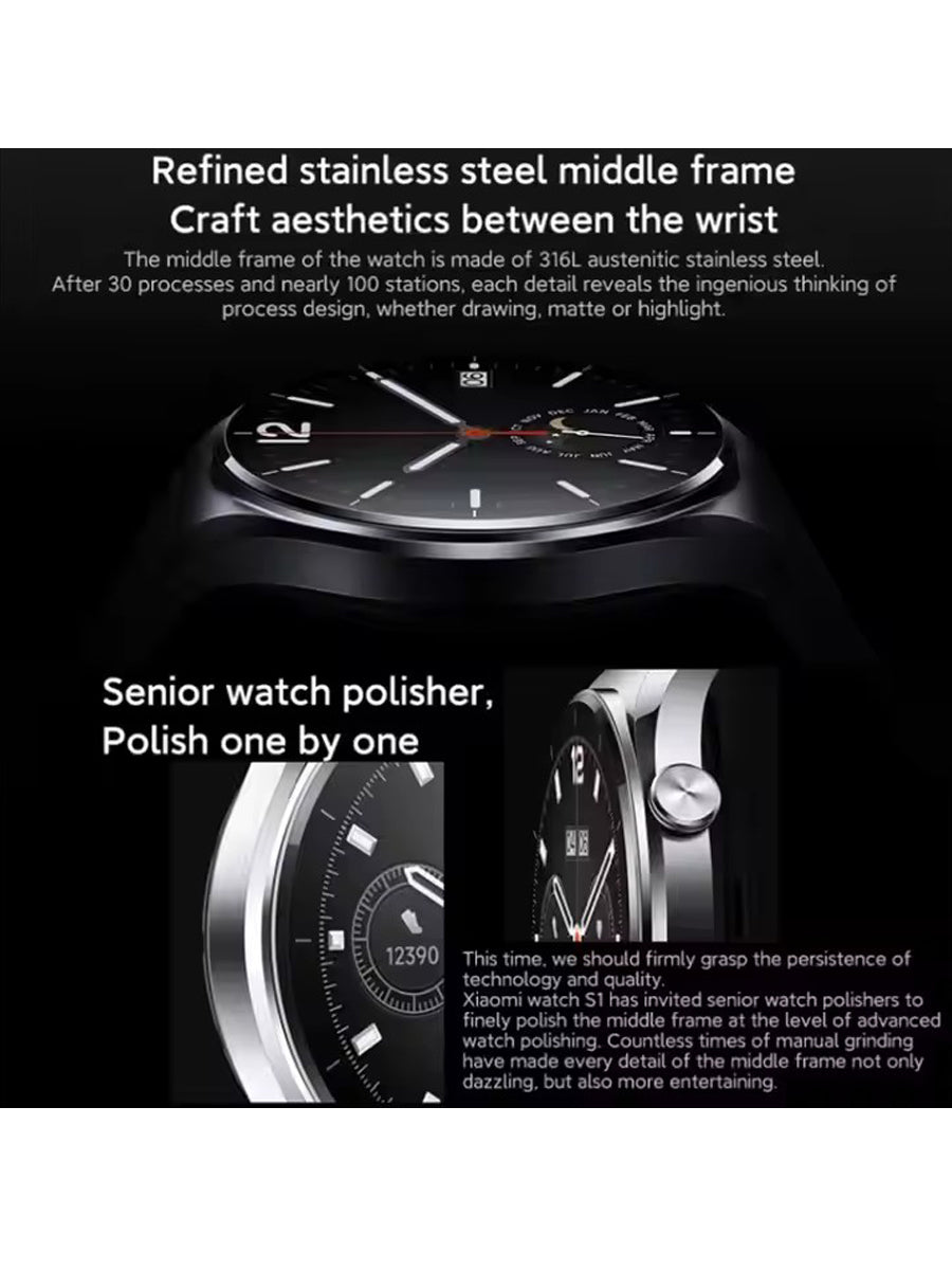 Xiaomi Mi Watch S1 GPS Smartwatch 1.43" AMOLED Sapphire Display Blood Oxygen Wireless Charging Heart Rate 5ATM Waterproof Watch - ARRA SPORT