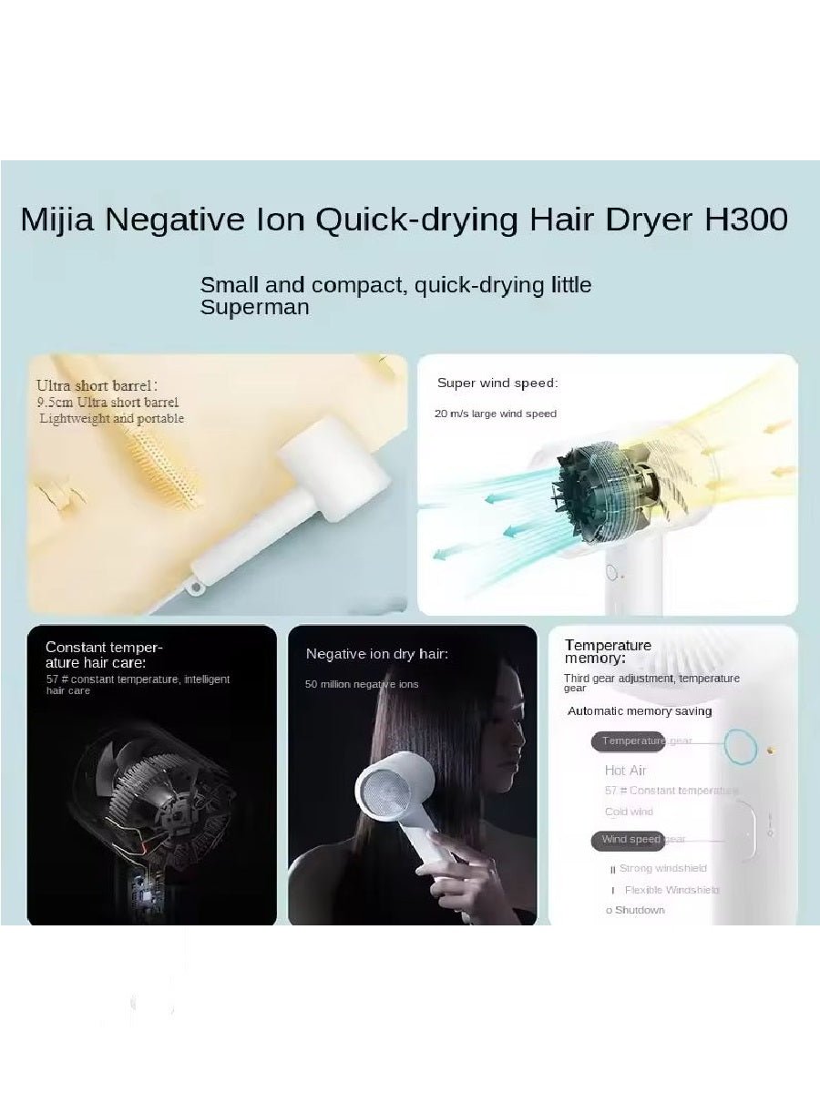 Xiaomi Mijia H300 Anion Hair Care Blower Quick Drying Smart Thermostatic Hair Dryer Portable Size Blow Dryer - ARRA SPORT